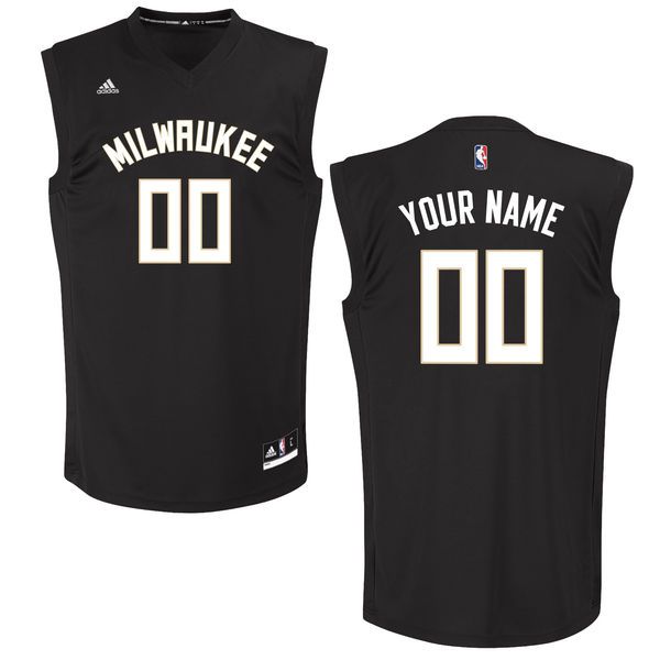 Men Milwaukee Bucks Adidas Black Custom Chase NBA Jersey